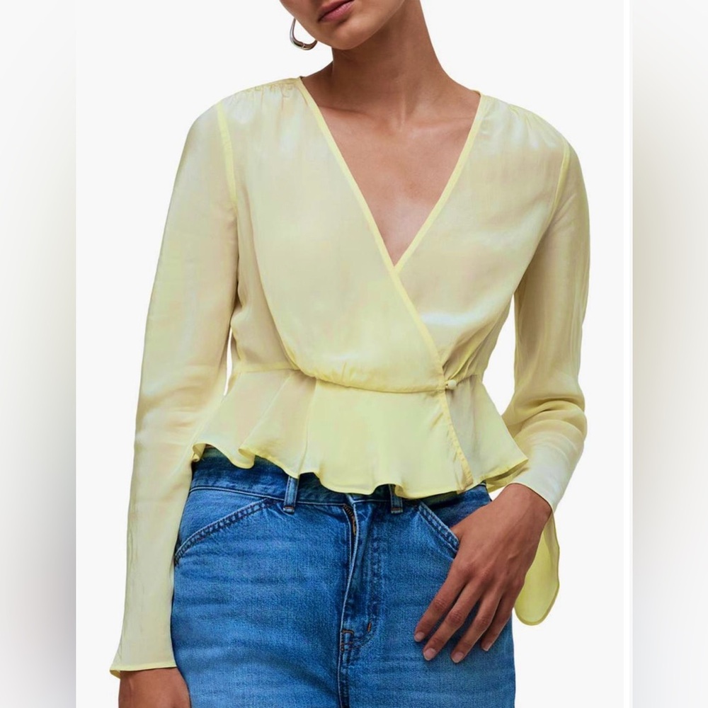 NWT Madewell Bell sleeve lemon wrap top Elegant PEPLUM Blouse XS~M oversized 0
